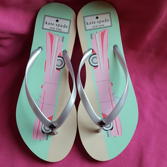 *SOLD*NWOB ♤ Kate Spade Nassau Cadillac Flip Flops - Picture 3 of 3